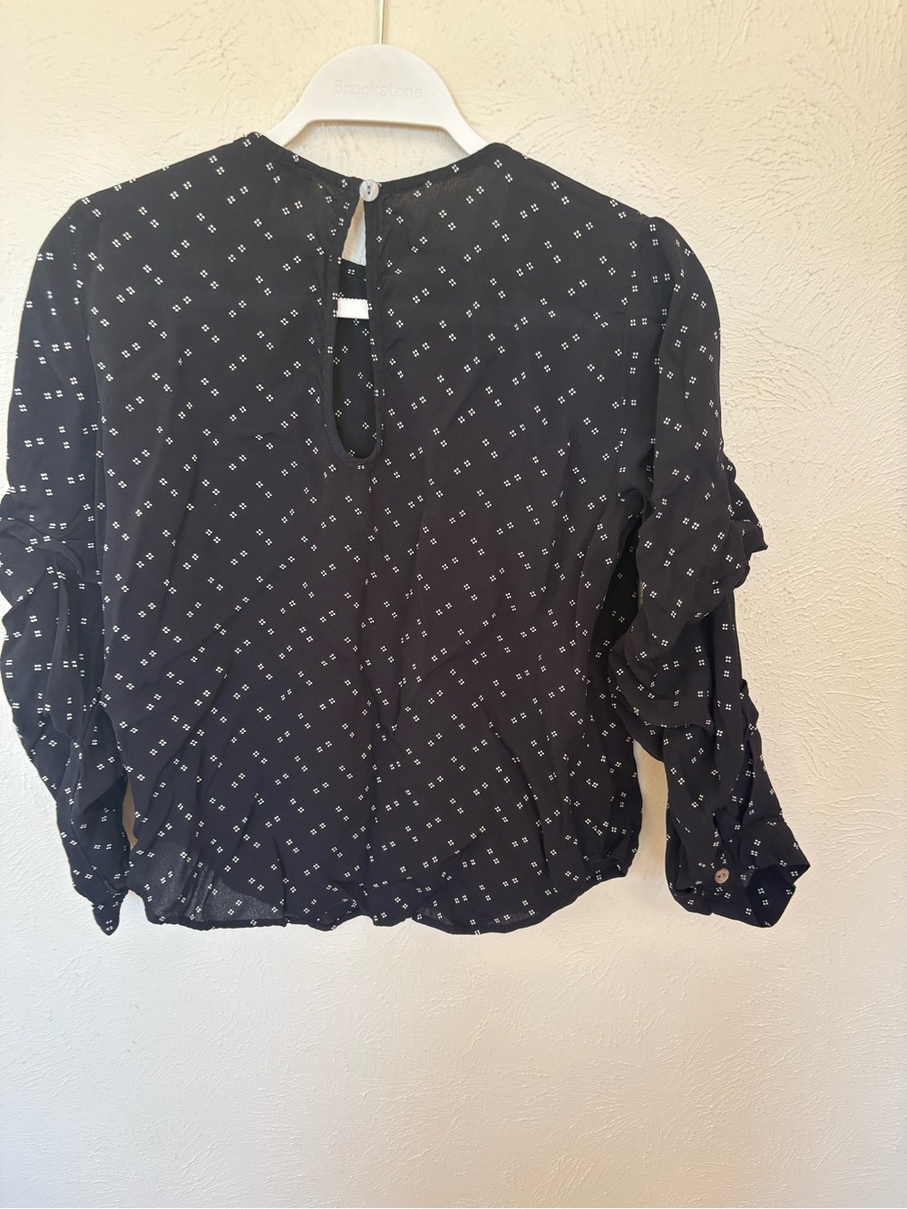 Fifteen Twenty Black Blouse with White Dot Clusters